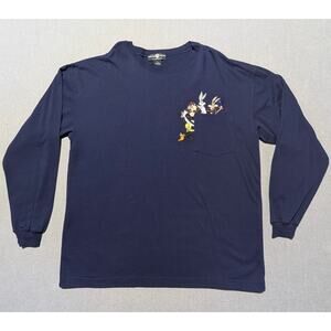 Vintage 1995 Warner Bros Studio Store Looney Tunes Long Sleeve Shirt L Navy